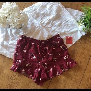 Floral red shorts